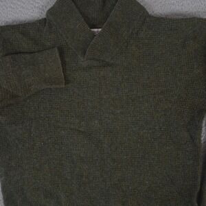 Schott Bros Sweater Mens L Olive Green Wool Blend Shawl Collar Pullover Casual